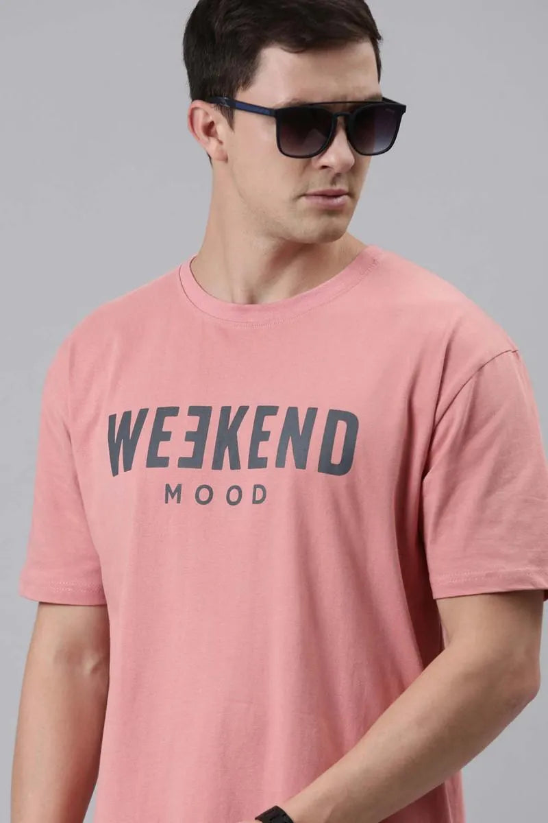 Men's Printed Oversized T-shirt (Light Pink)