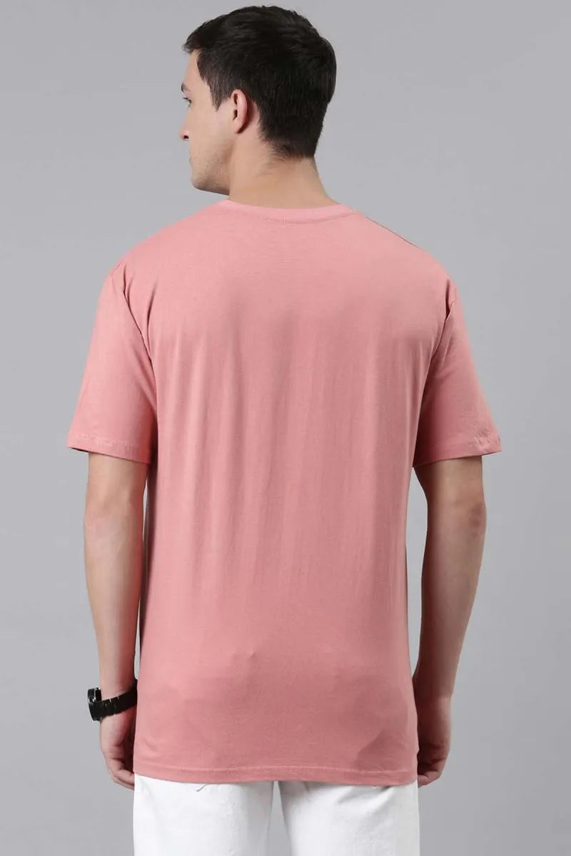 Men's Printed Oversized T-shirt (Light Pink)