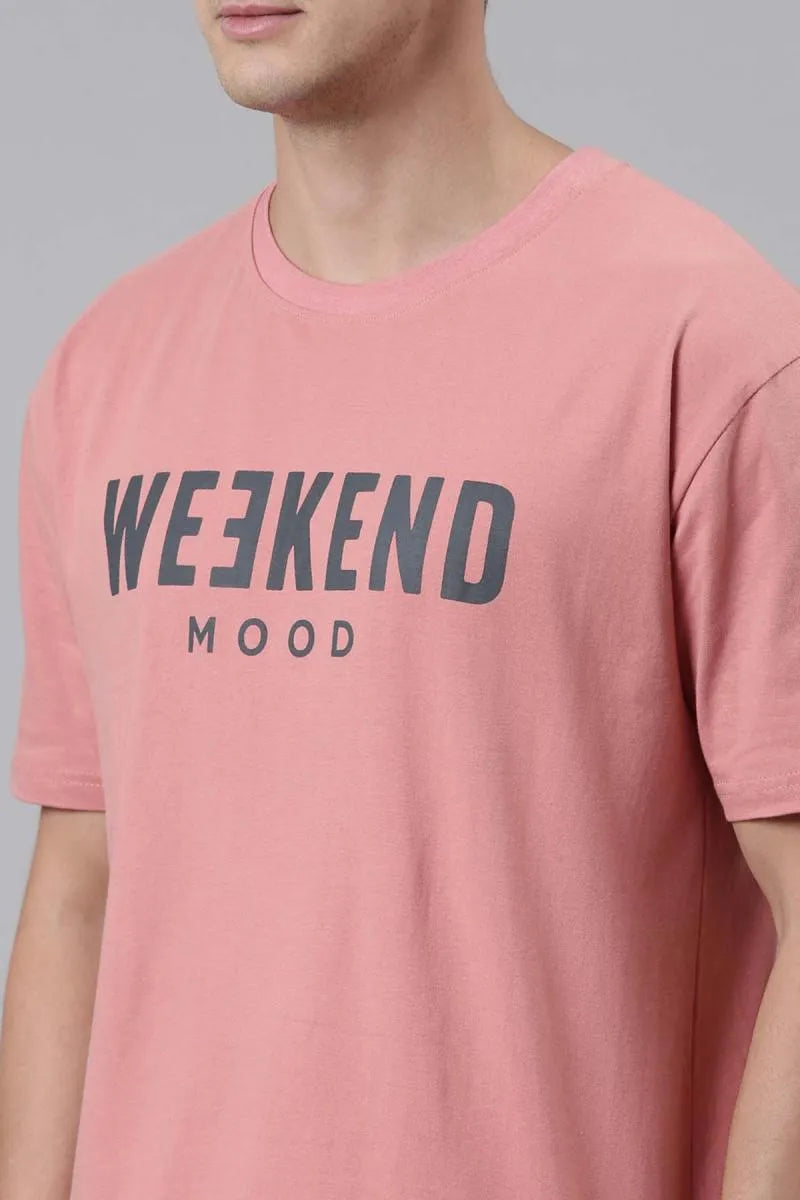 Men's Printed Oversized T-shirt (Light Pink)