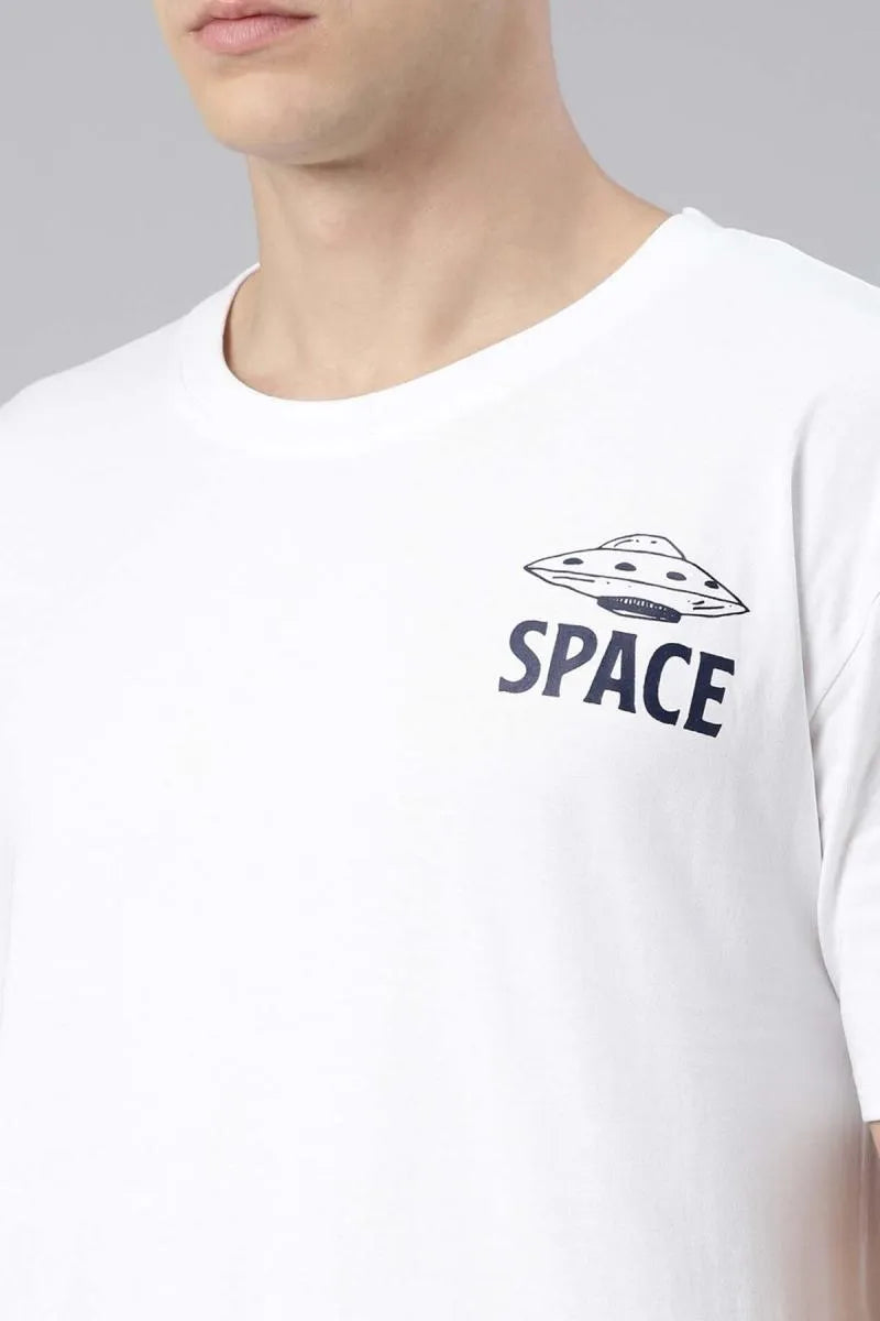 Graphic Printed Oversized T-shirt for Men - White