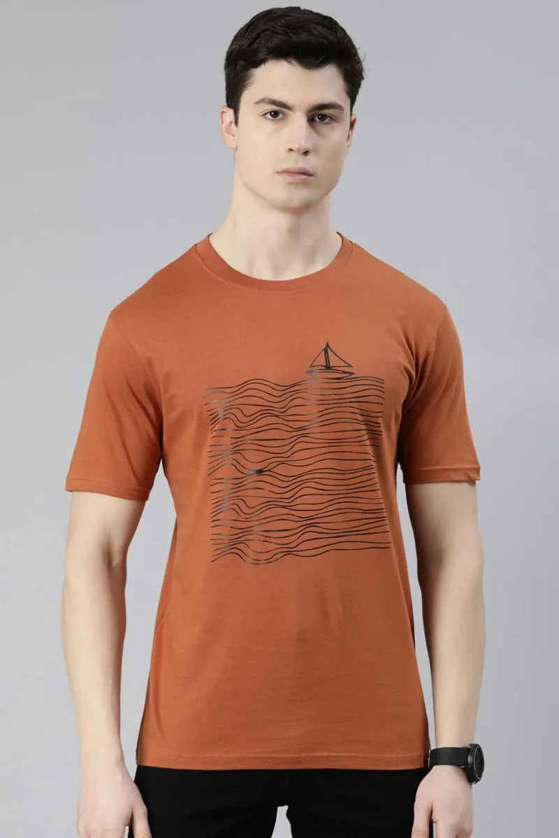 Cotton Graphic Print T-shirt for Men - Recast (Style cot003241)