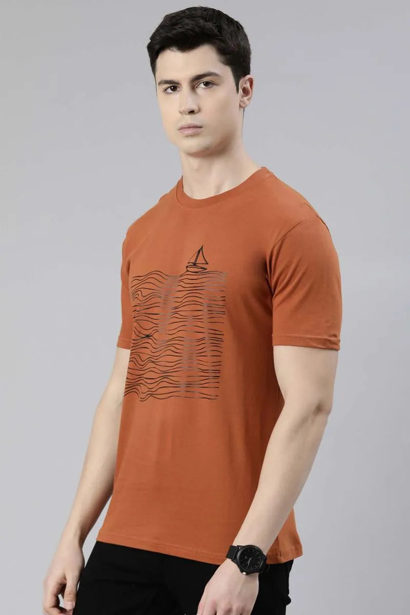 Cotton Graphic Print T-shirt for Men - Recast (Style cot003241)