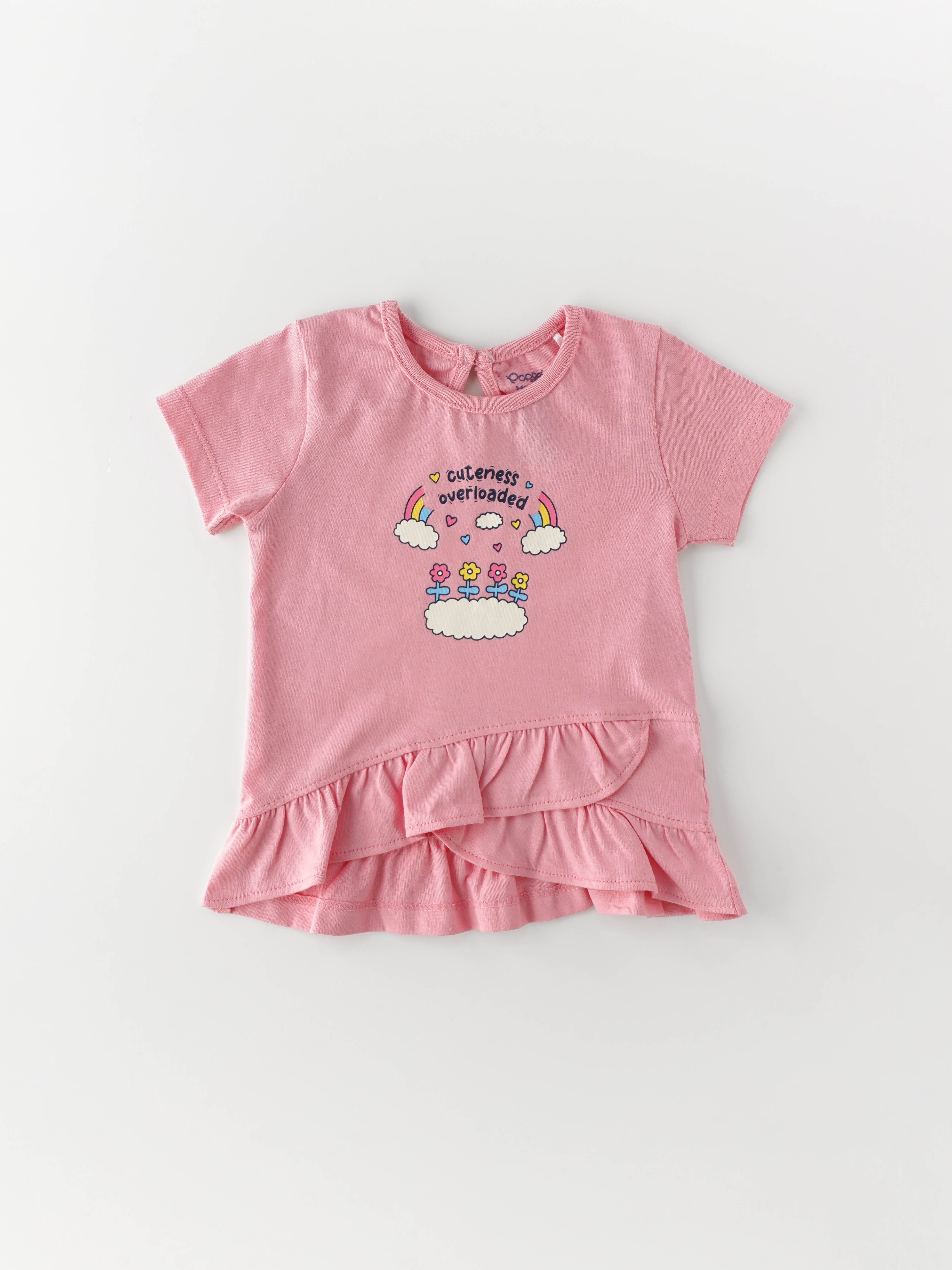 Popees Half Sleeve Chest Printed Top (3–36 Months) for Girls - Image 1