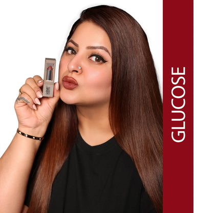 Love Earth Satin Matte Lipstick - Glucose | Lightweight | Long-Lasting Wear,Lips Moisturised | Satin Creamy-Matte Finish |3.5G