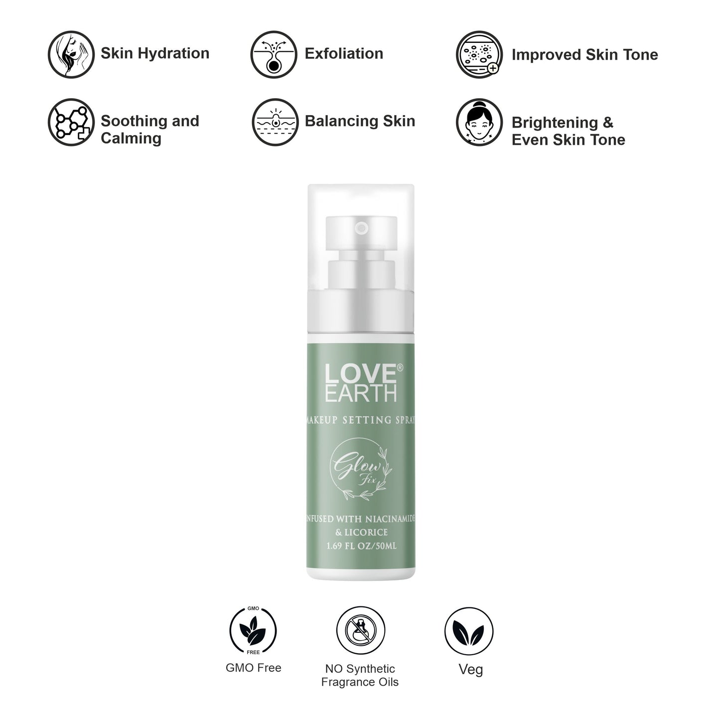 Love Earth Makeup Setting Spray Glow Fix - 50ML