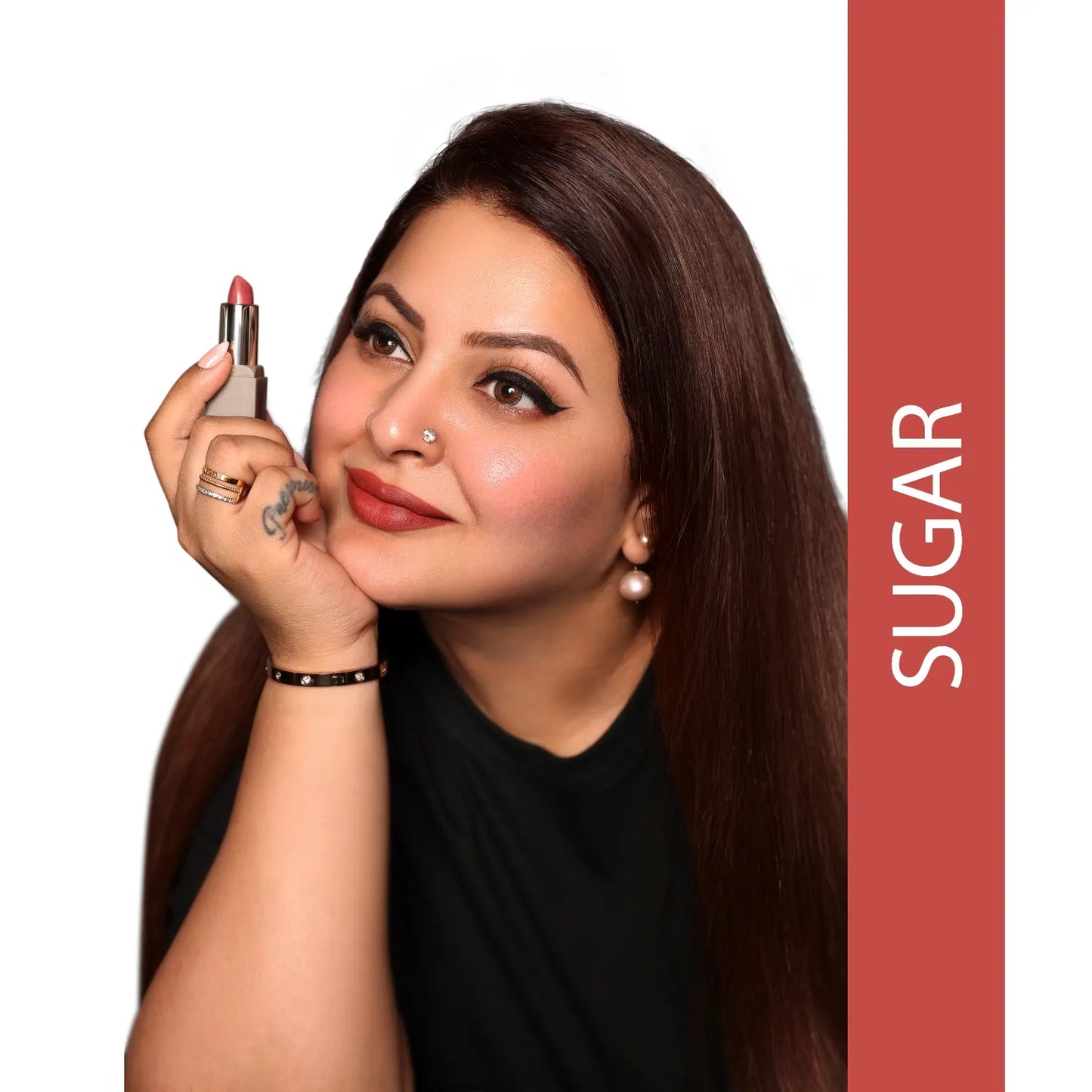 Love Earth Satin Matte Lipstick - Sugar | Lightweight | Long-Lasting Wear,Lips Moisturised | Satin Creamy-Matte Finish |3.5G