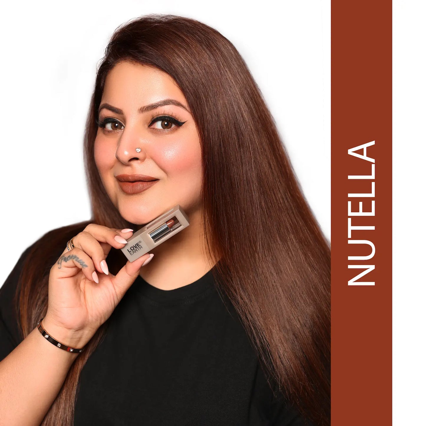 Love Earth Satin Matte Lipstick - Nutella | Lightweight | Long-Lasting Wear,Lips Moisturised | Satin Creamy-Matte Finish |3.5G