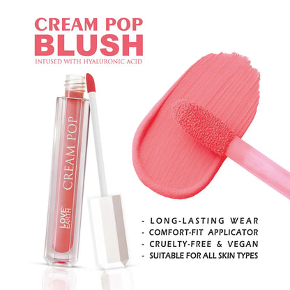 Love Earth Cream Pop Blush - Magnora| Hyaluronic Acid | Smooth, Lightweight, Long-Lasting | Dewy Finish, Easily Blendable| Everyday Natural Glow | Suitable for All Skin Types -2ML