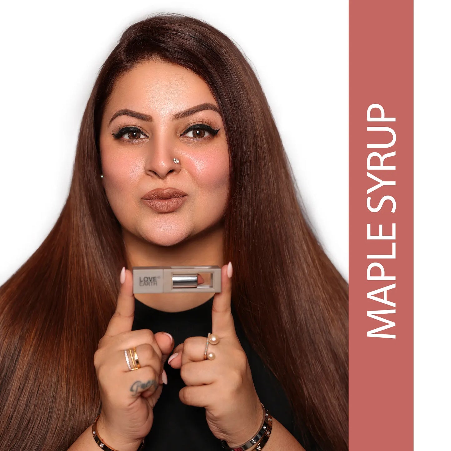 Love Earth Satin Matte Lipstick - Maple Syrup | Lightweight | Long-Lasting Wear,Lips Moisturised | Satin Creamy-Matte Finish |3.5G