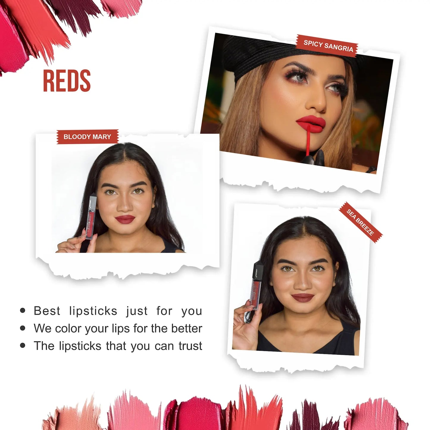 Love Earth Liquid Mousse Lipstick Reds Matte Finish Mini Combo Pack | Lightweight, Non-Sticky, Non-Drying,Transferproof, Waterproof Lipstick Set | (2Ml X 3) 6ML