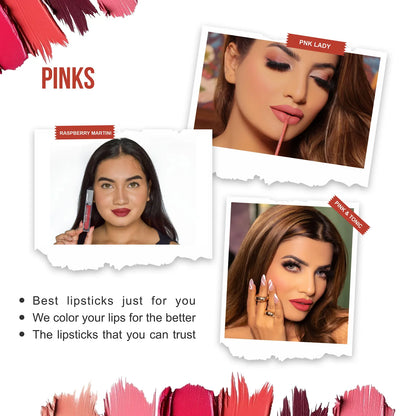 Love Earth Liquid Mousse Lipstick Pinks Matte Finish Mini Combo Pack | Lightweight, Non-Sticky, Non-Drying,Transferproof, Waterproof Lipstick Set | (2Ml X 3) 6ML