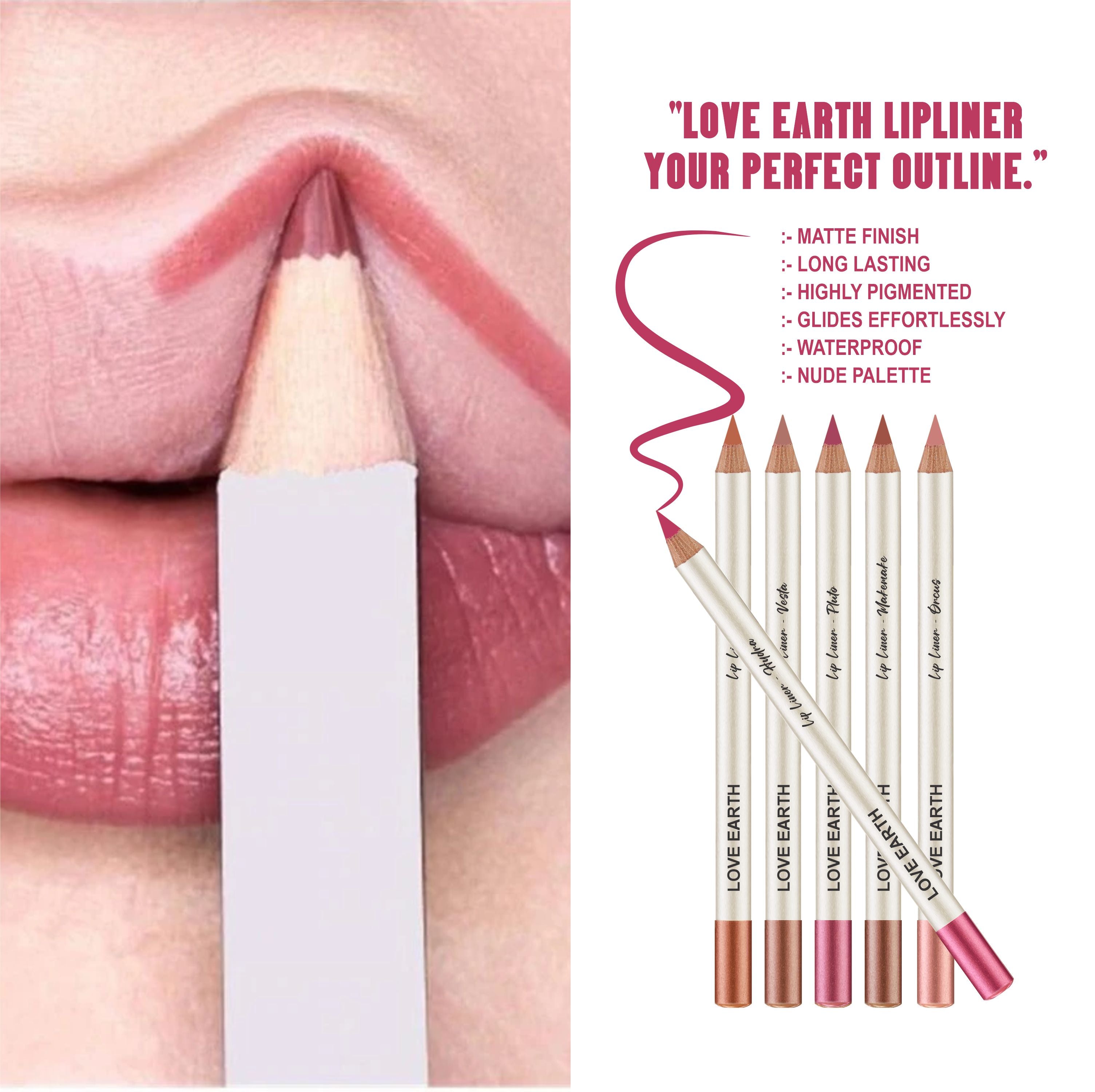 LOVE EARTH LIP LINER EVERYDAY NUDES -PACK OF 6