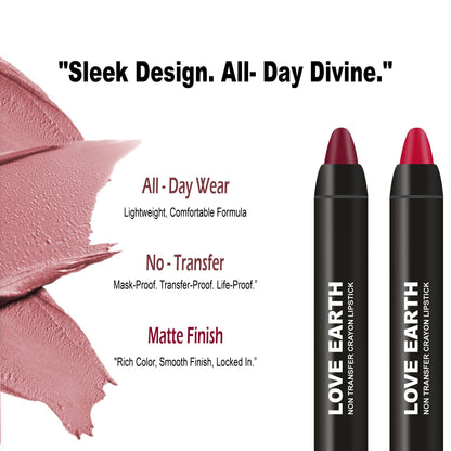 Love Earth Lip Crayon Non-Transfer Lipstick Reds - Pack Of 2