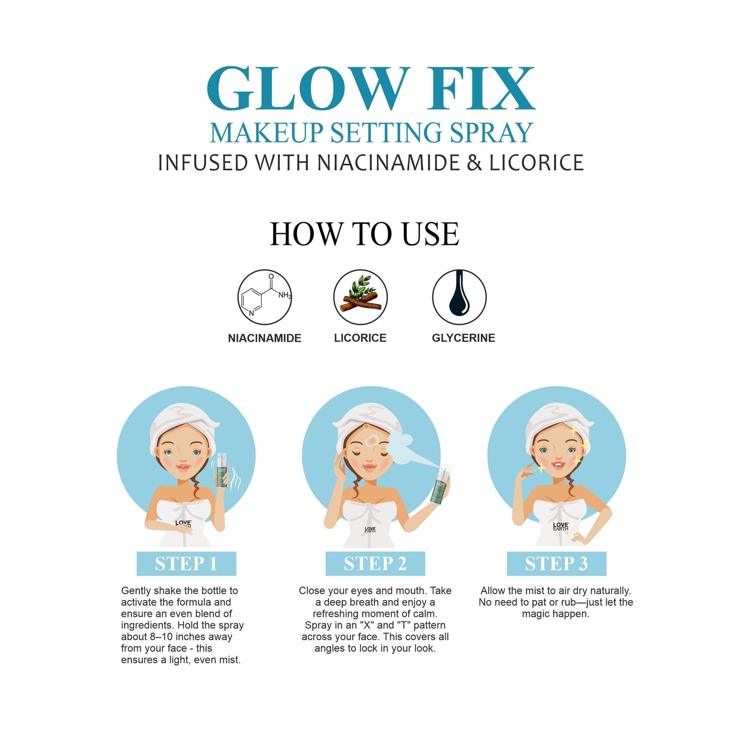 Love Earth Makeup Setting Spray Glow Fix - 50ML