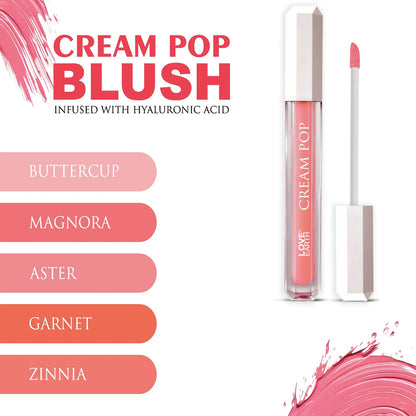 Love Earth Cream Pop Blush - Pack of 5 | Hyaluronic Acid | Smooth, Lightweight, Long-Lasting | Dewy Finish, Easily Blendable| Everyday Natural Glow | Suitable for All Skin Types - ( 2ML X 5 ) 10ML