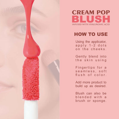 Love Earth Cream Pop Blush - Buttercup| Hyaluronic Acid | Smooth, Lightweight, Long-Lasting | Dewy Finish, Easily Blendable| Everyday Natural Glow | Suitable for All Skin Types -2ML
