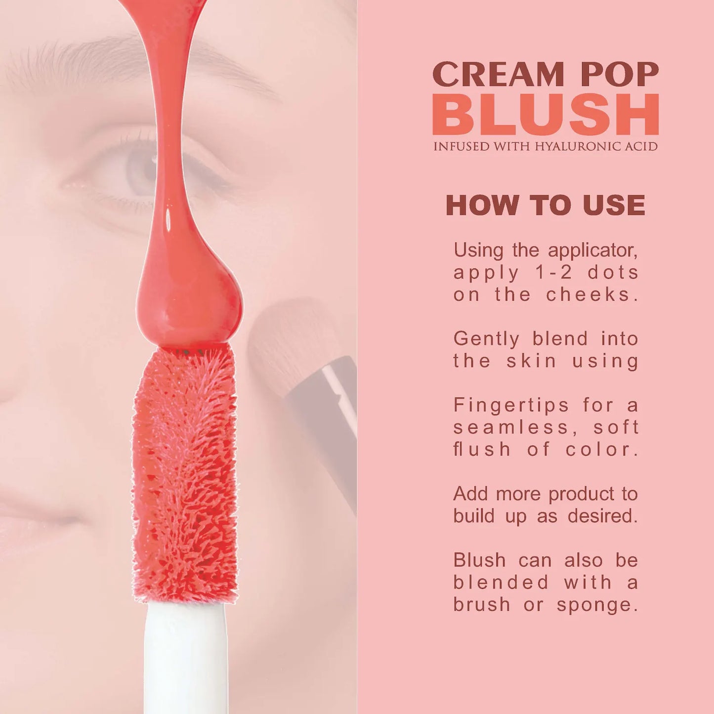 Love Earth Cream Pop Blush - Garnet|  Hyaluronic Acid | Smooth, Lightweight, Long-Lasting | Dewy Finish, Easily Blendable| Everyday Natural Glow | Suitable for All Skin Types -2ML