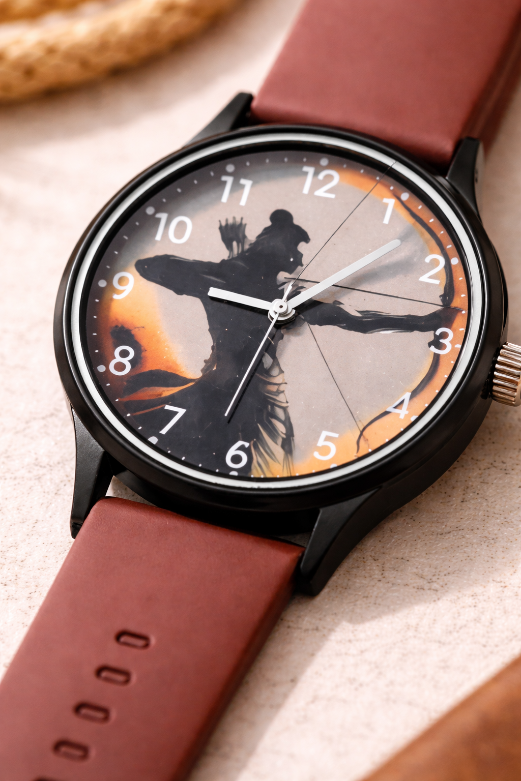 Classic Analog Wrist Watch with Archer Silhouette Dial & Silicone Strap – Multiple Color PM WATCHES