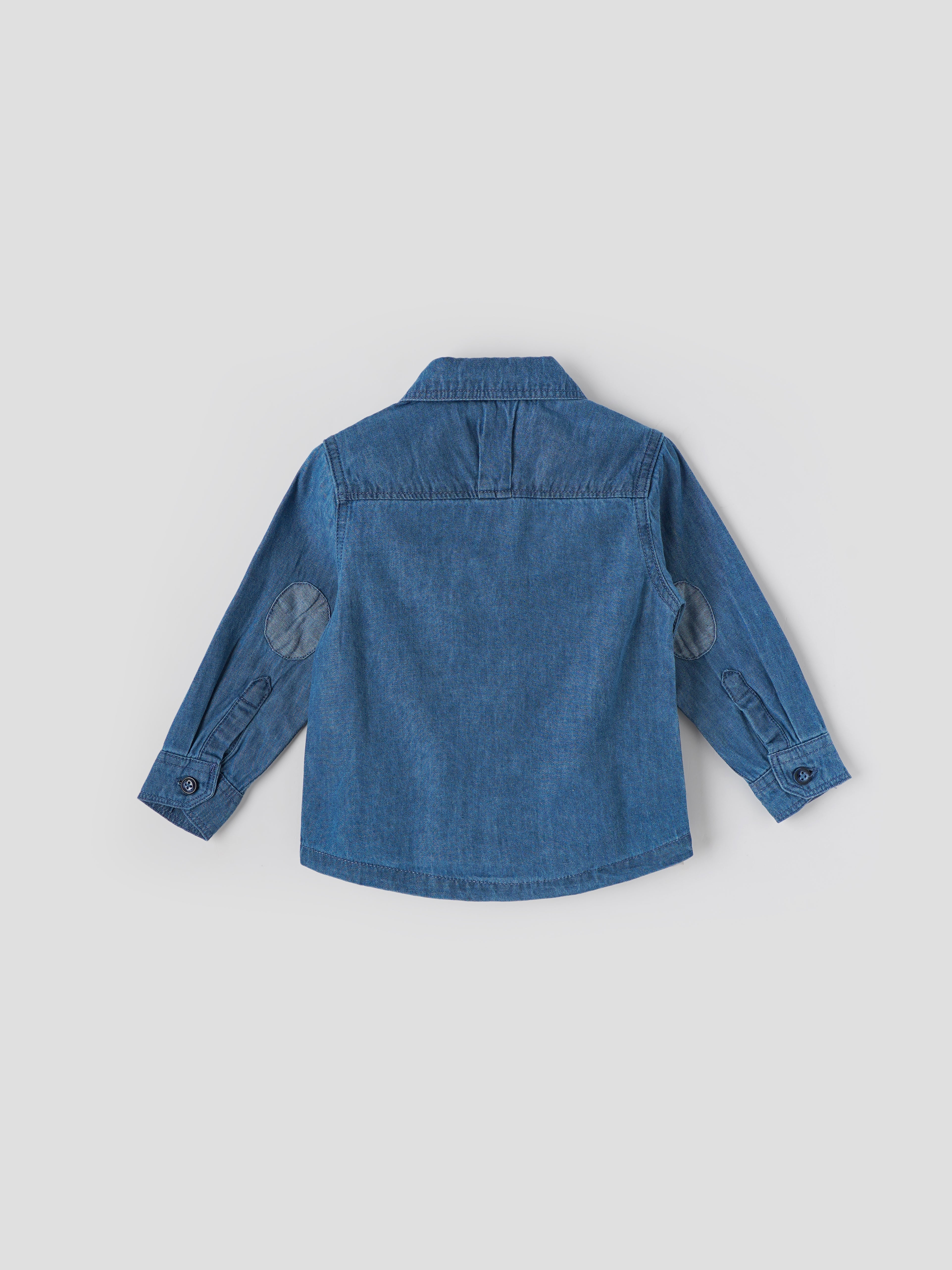 Popees Baby Boys Full Sleeve Denim Shirt| Blue| 3-36 Months - Image 1