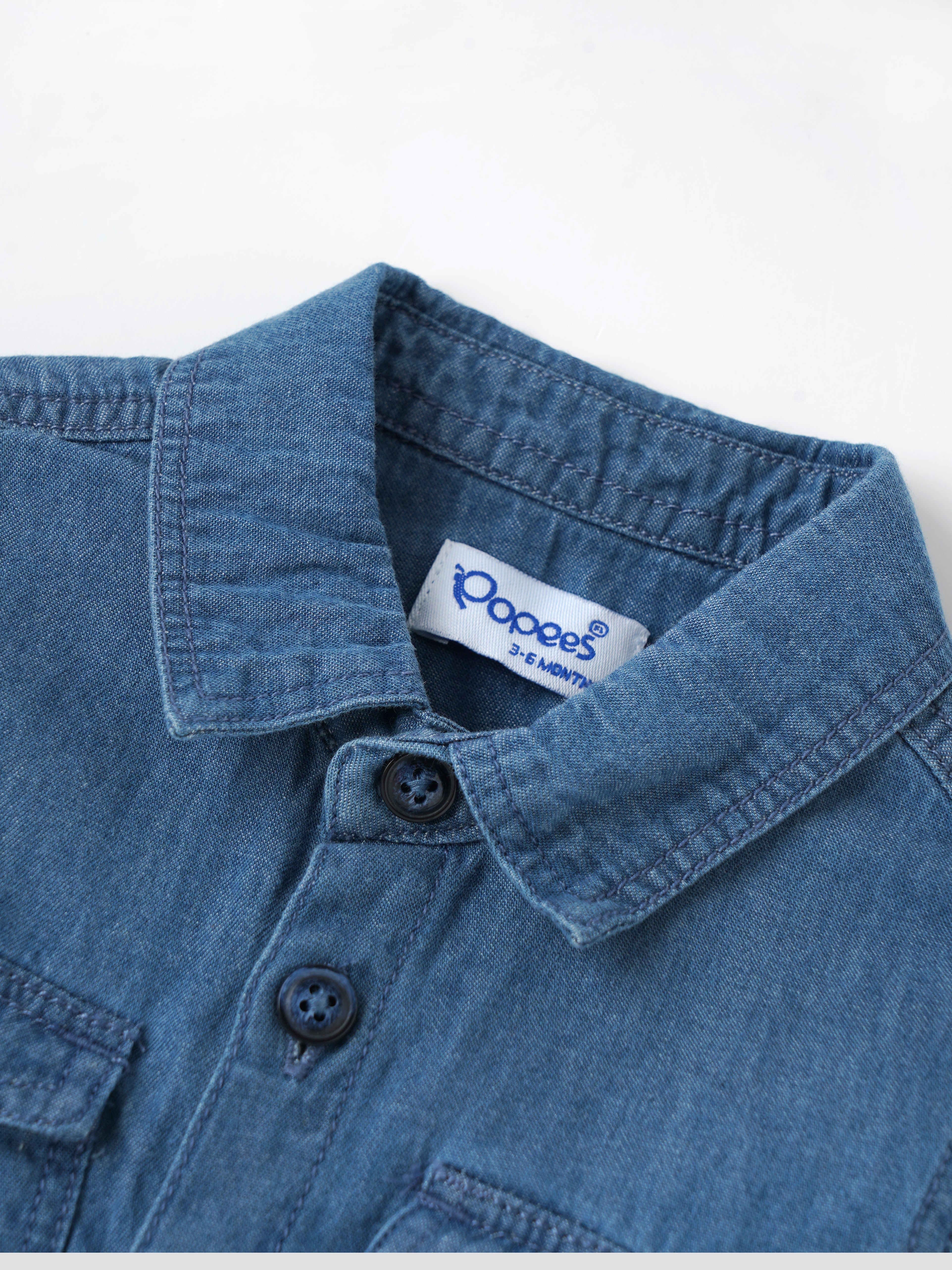 Popees Baby Boys Full Sleeve Denim Shirt| Blue| 3-36 Months - Image 2