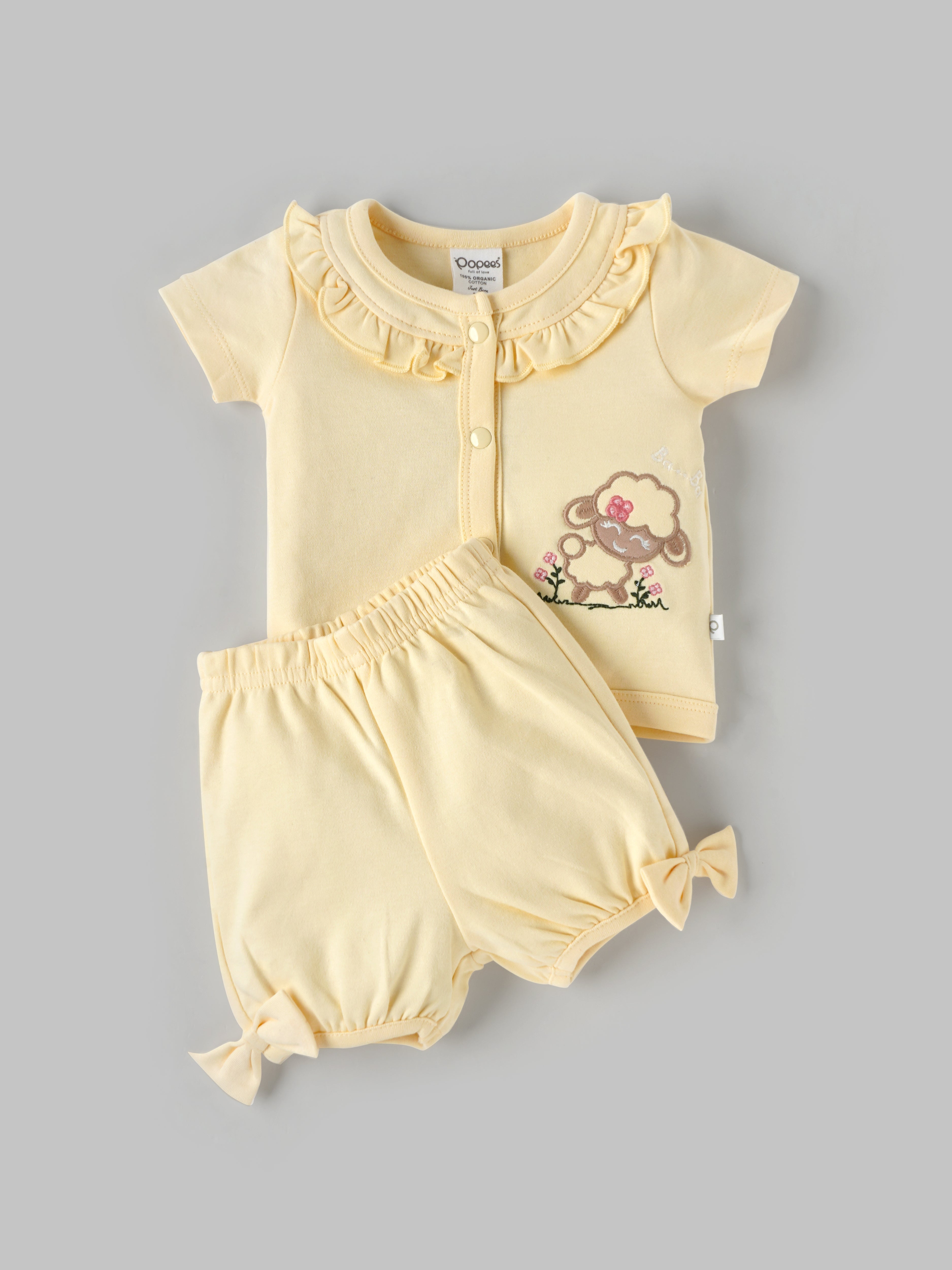 Popees Half Sleeve Front Open (0–24 Months) Embroidered Cord Set for Girls - Image 1