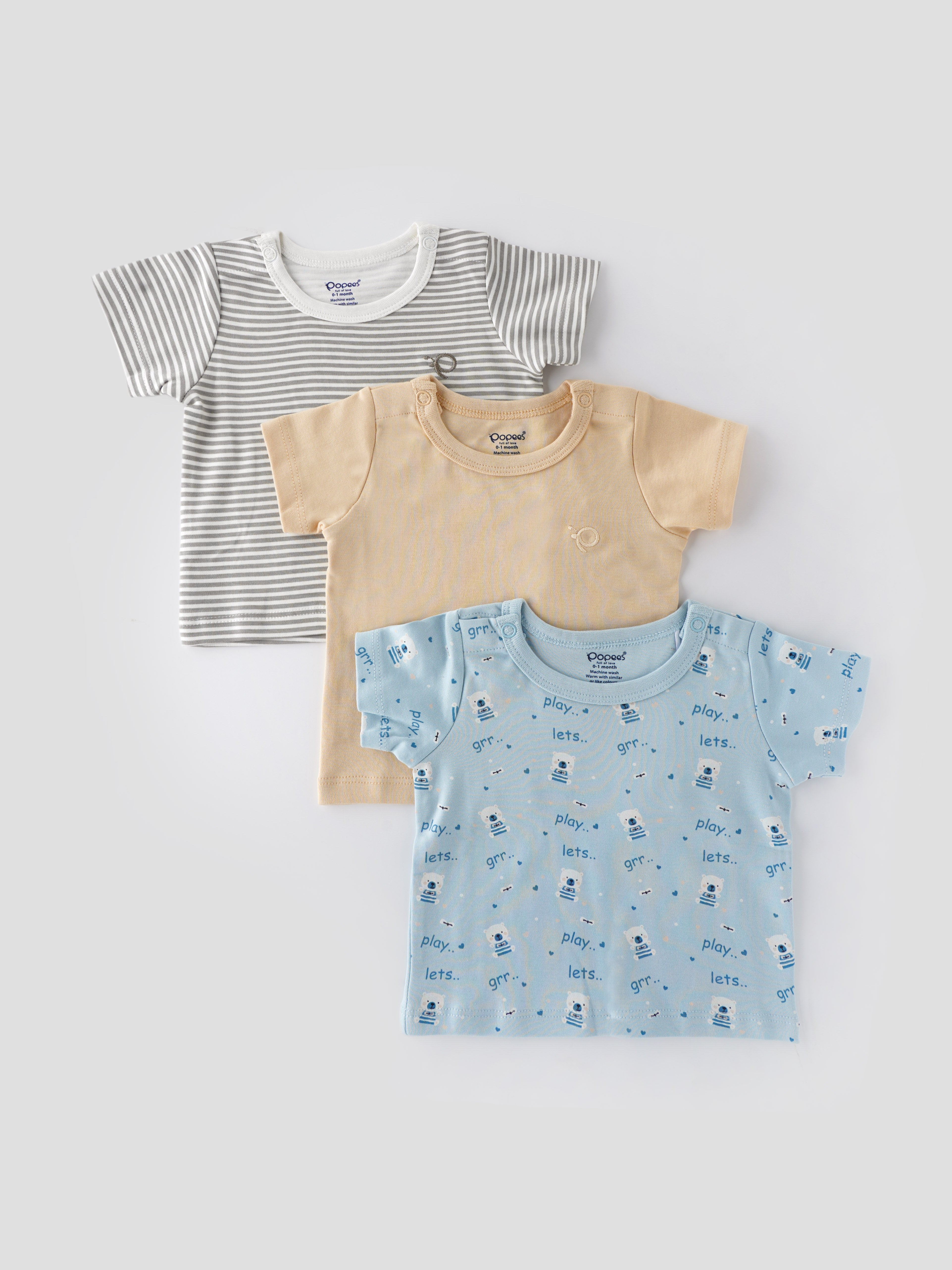 Popees 3-Piece Printed T-shirt Set (0–9 Months) for Baby Boys - Image 1