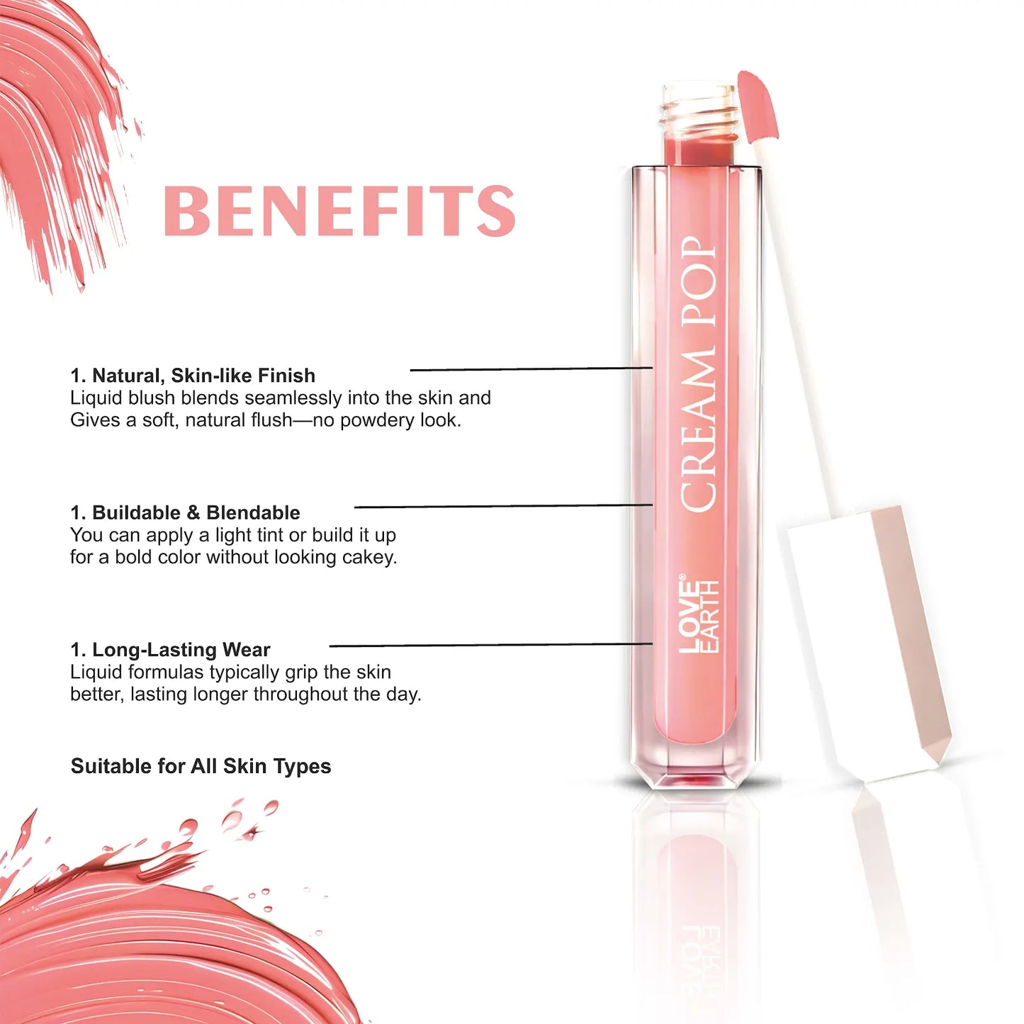 Love Earth Cream Pop Blush - Buttercup| Hyaluronic Acid | Smooth, Lightweight, Long-Lasting | Dewy Finish, Easily Blendable| Everyday Natural Glow | Suitable for All Skin Types -2ML