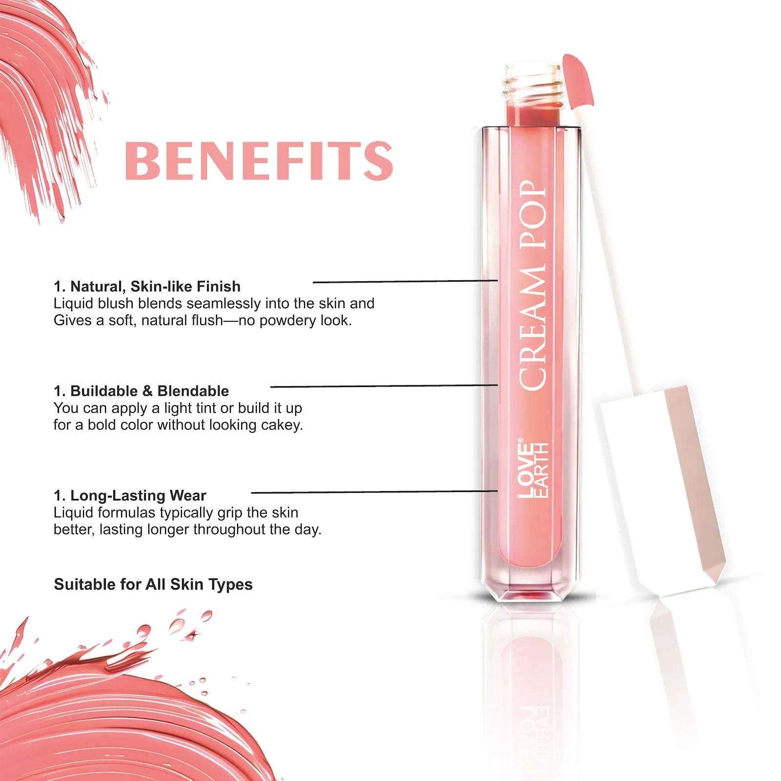Love Earth Cream Pop Blush - Buttercup| Hyaluronic Acid | Smooth, Lightweight, Long-Lasting | Dewy Finish, Easily Blendable| Everyday Natural Glow | Suitable for All Skin Types -2ML