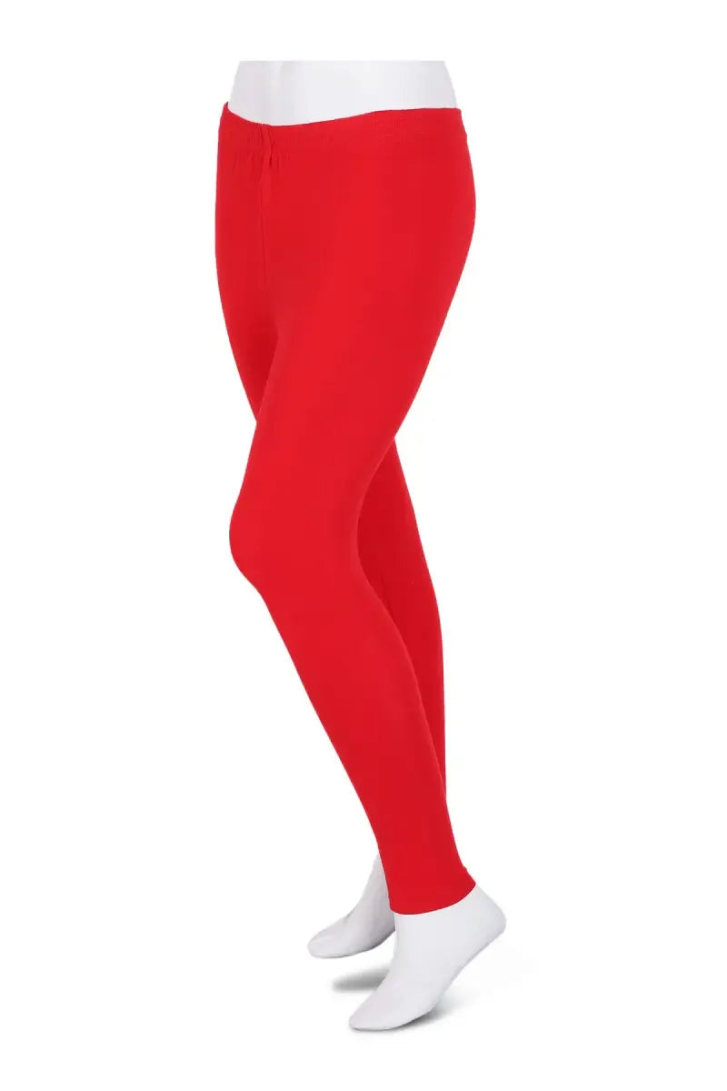 Girl's Cotton Lycra Ankle Length Leggings - Red - View 4