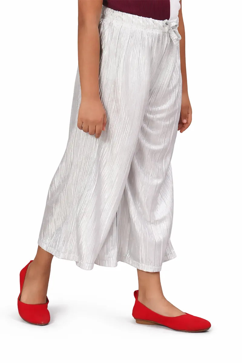 Girl's Nylon Solid Palazzos - Grey - View 1