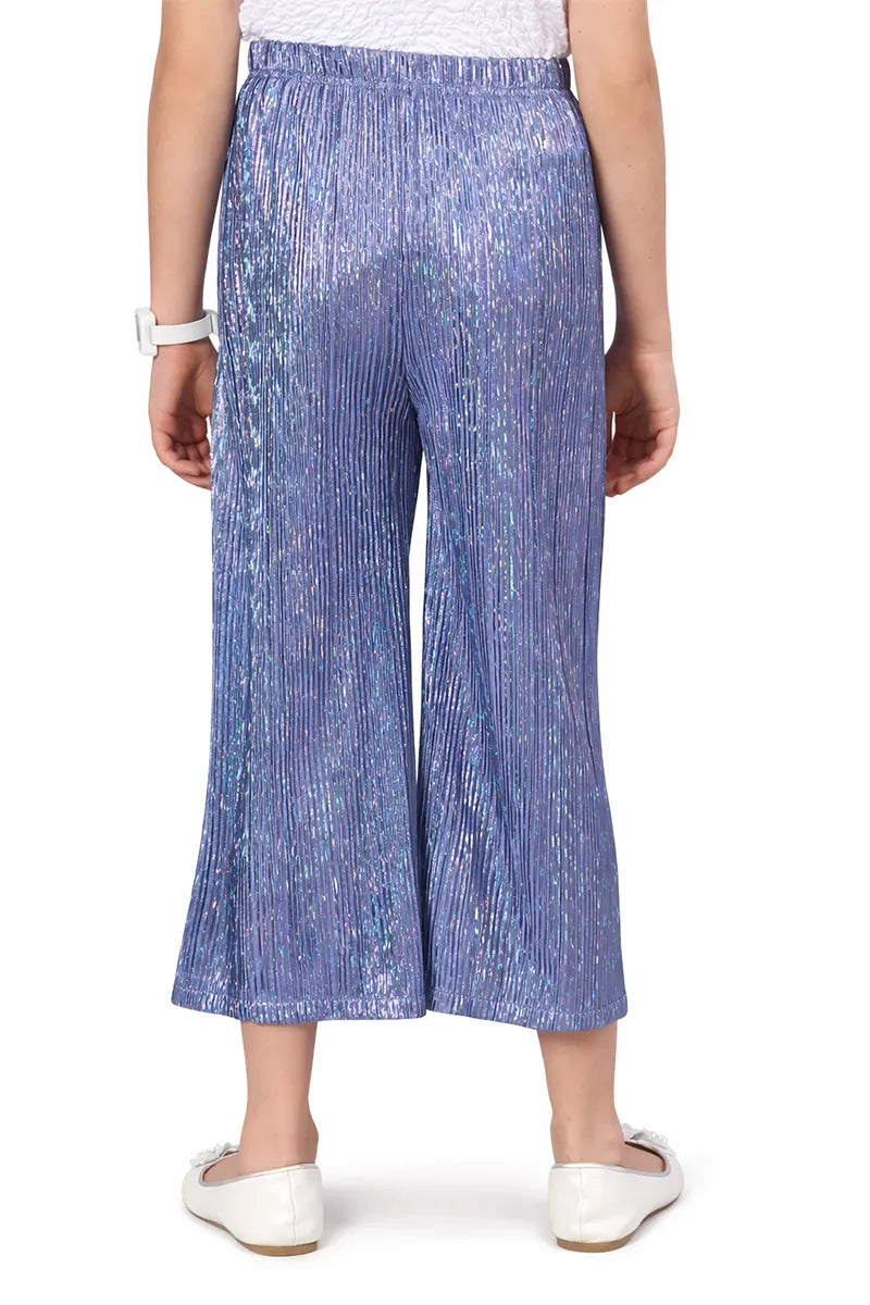 Girl's Nylon Solid Palazzos - Blue - View 2