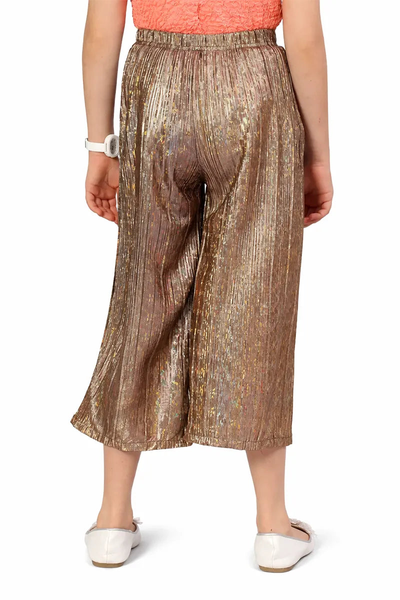 Girl's Nylon Solid Palazzos - Brown - View 5