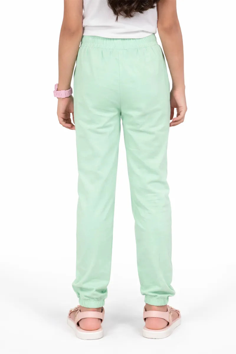 Girl's Cotton Blend Solid Pattern Joggers - Light Grey - View 11
