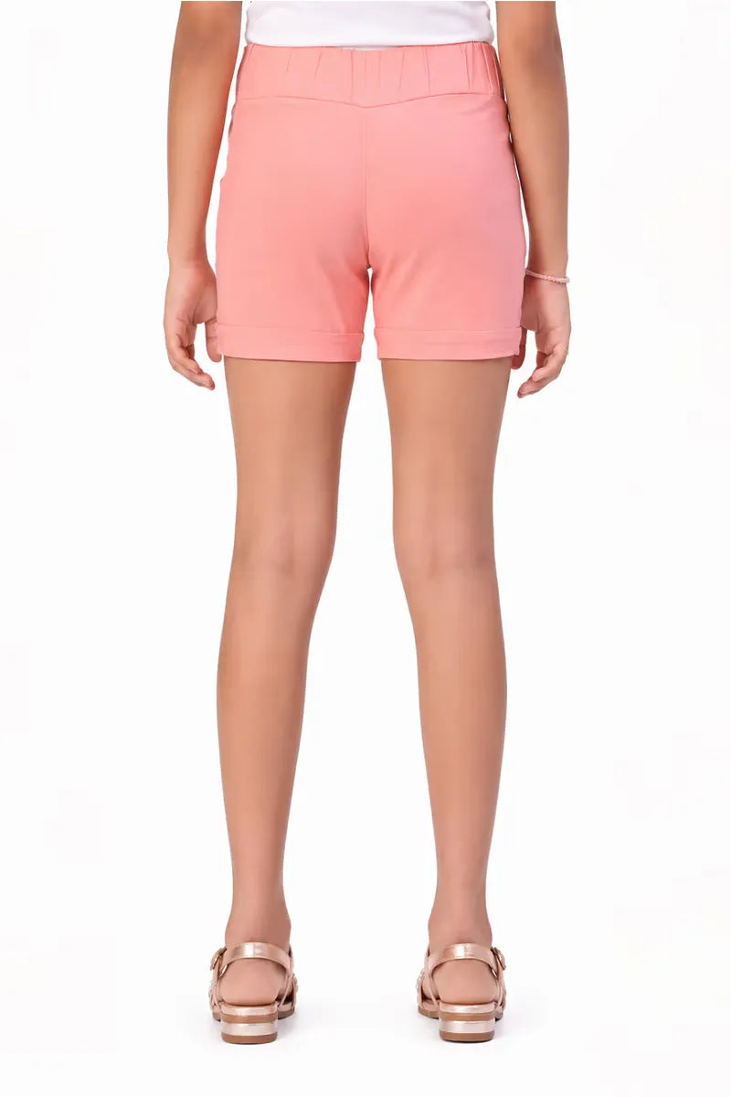 Girl's Polyester Solid Shorts - Pink - View 18