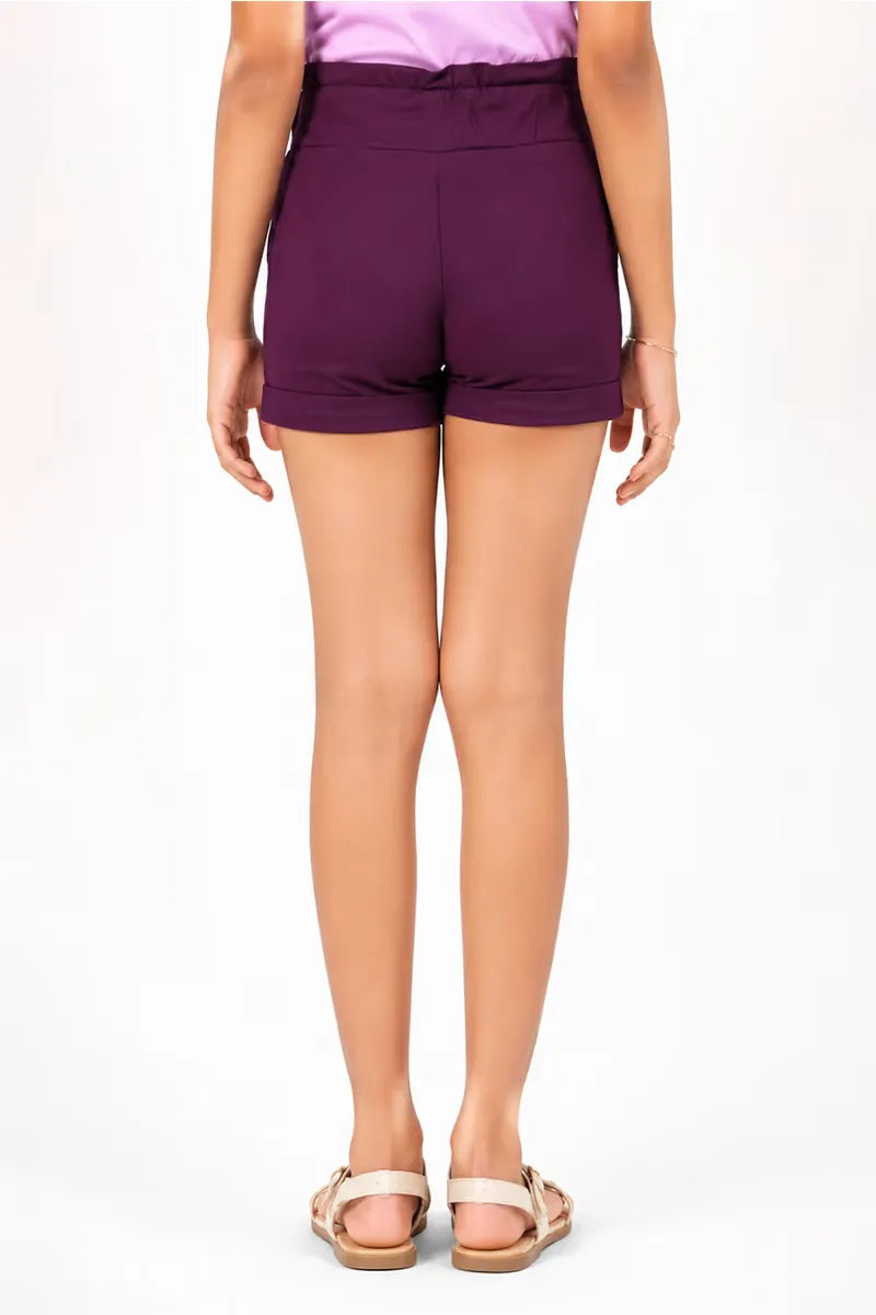Girl's Spandex Solid Shorts - Purple - View 15