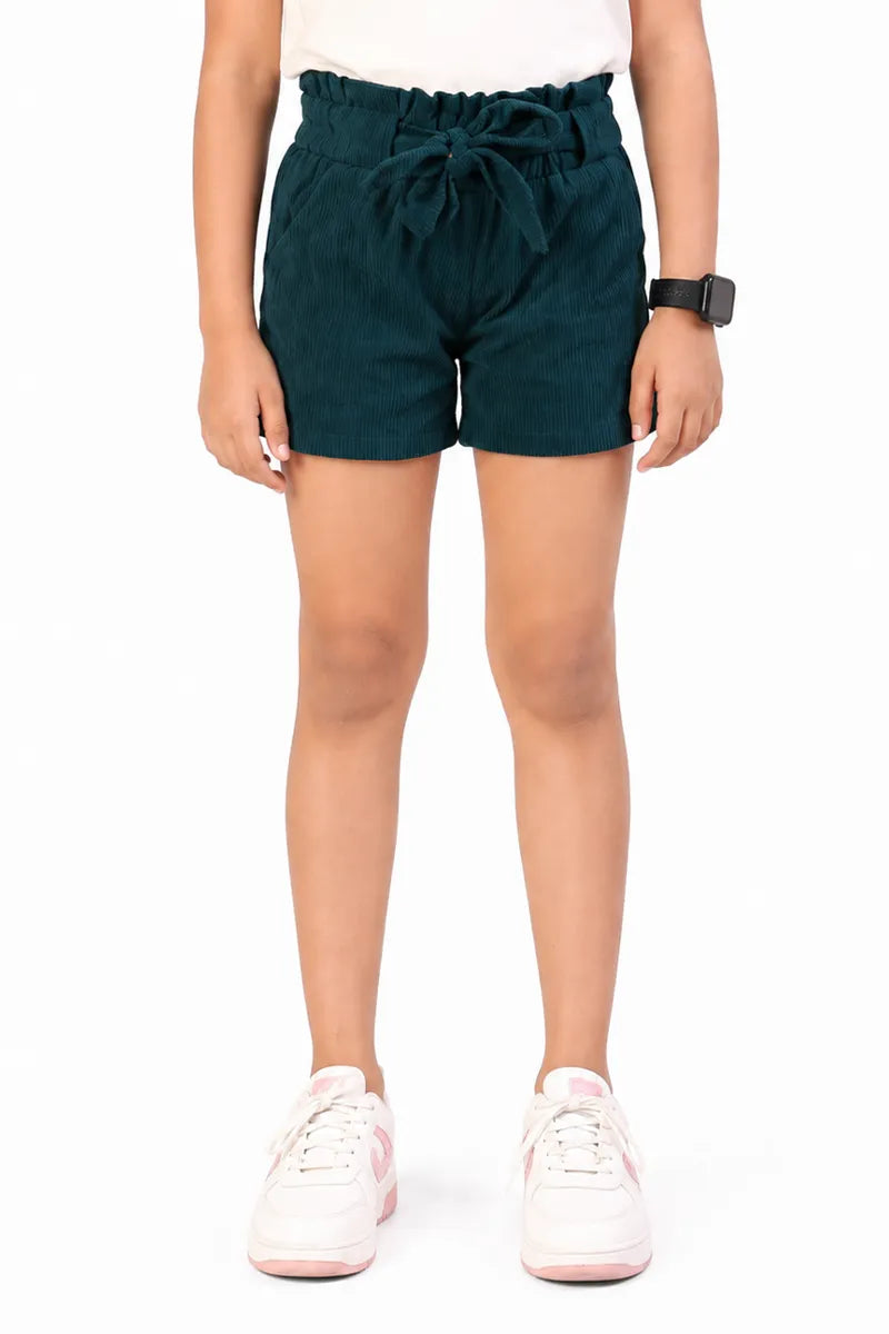 Girl's Corduroy Solid Shorts - Dark Grey - View 5