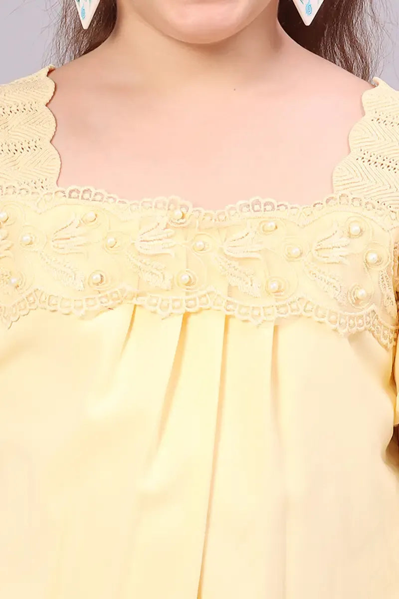 Girl's Polyester Embroidered Top - Yellow - View 28