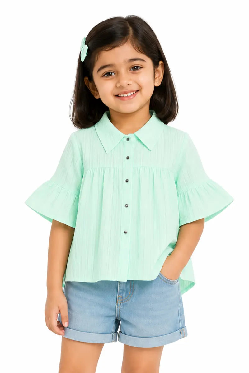 Georgette Striped Top for Girls - Grey - View 1