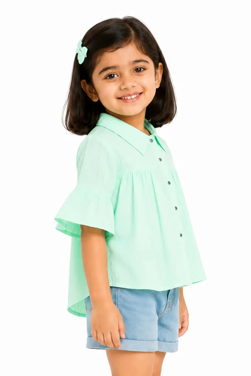 Georgette Striped Top for Girls - Grey - View 2