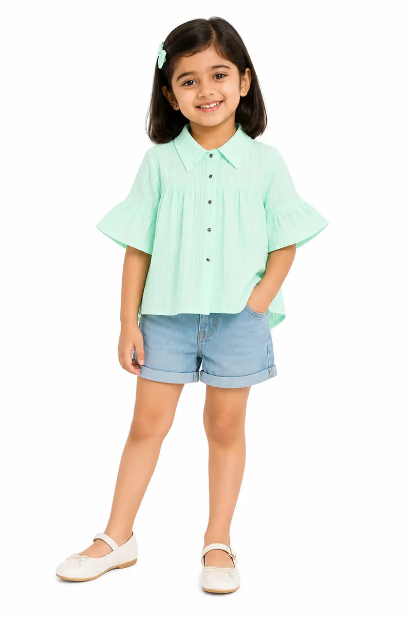 Georgette Striped Top for Girls - Grey - View 4