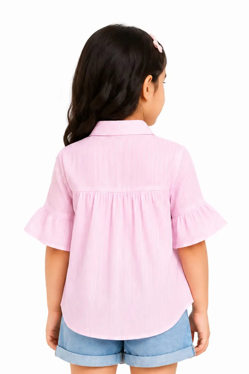 Georgette Striped Top for Girls - Pink - View 11