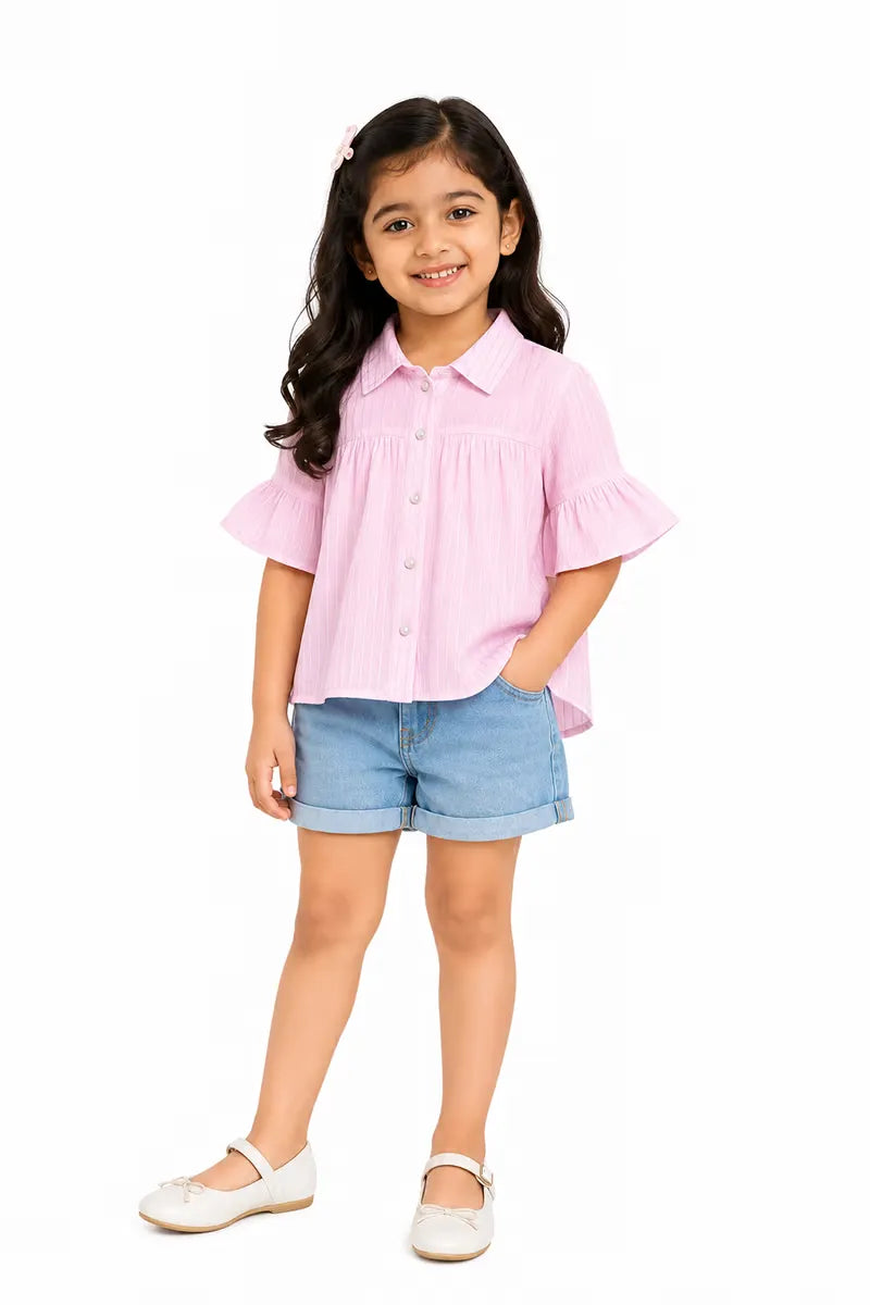 Georgette Striped Top for Girls - Pink - View 12