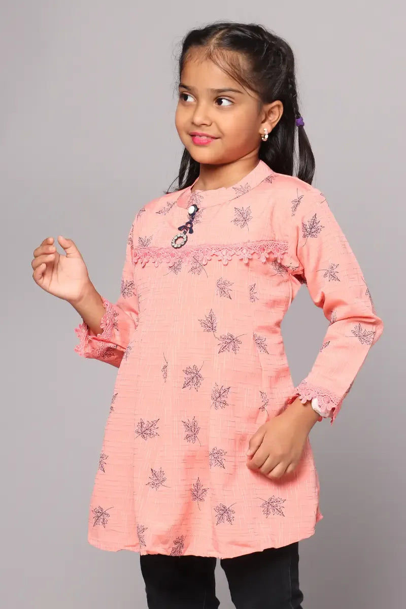 Girl's Polyester Printed Top - Pink - View 4