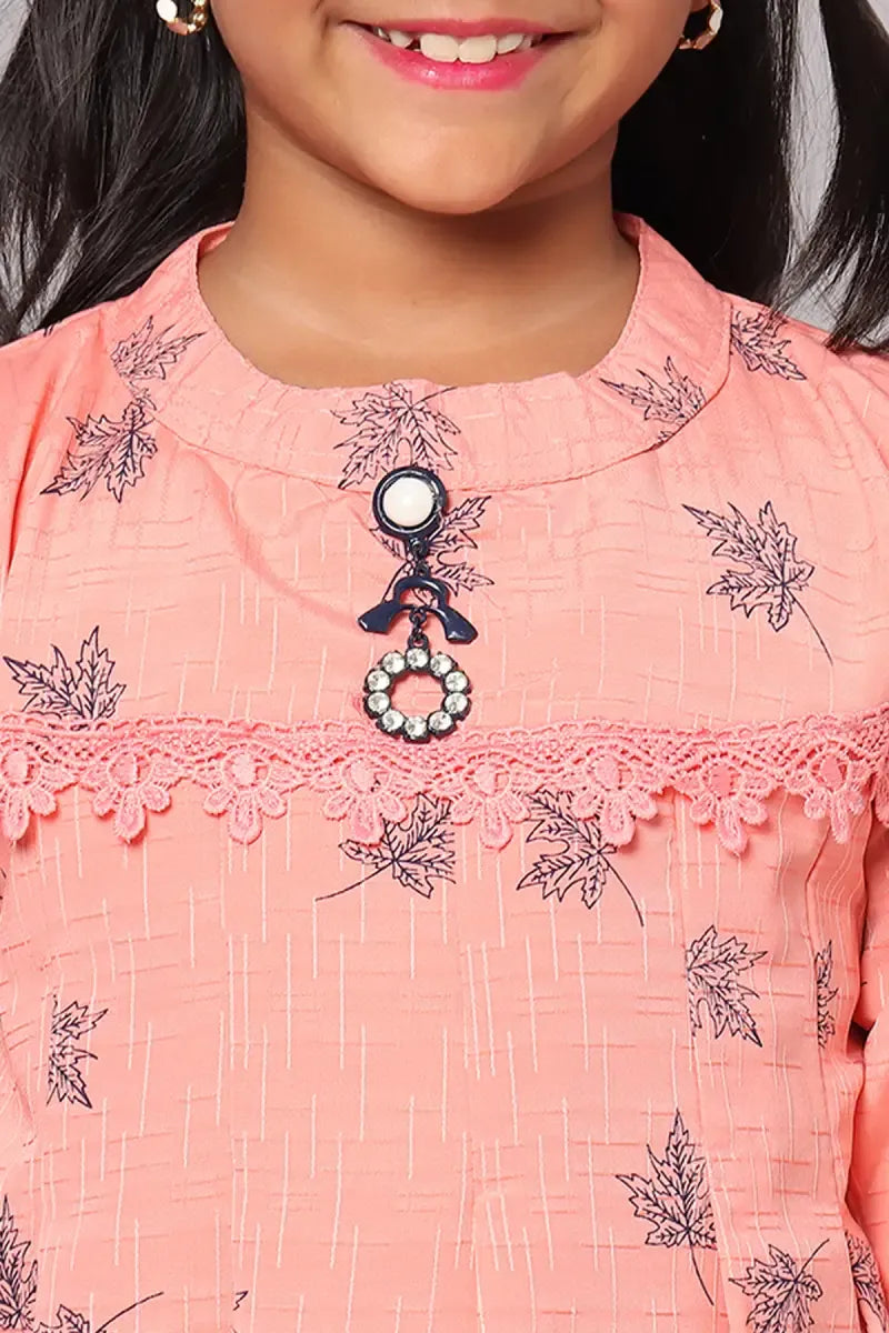 Girl's Polyester Printed Top - Pink - View 5