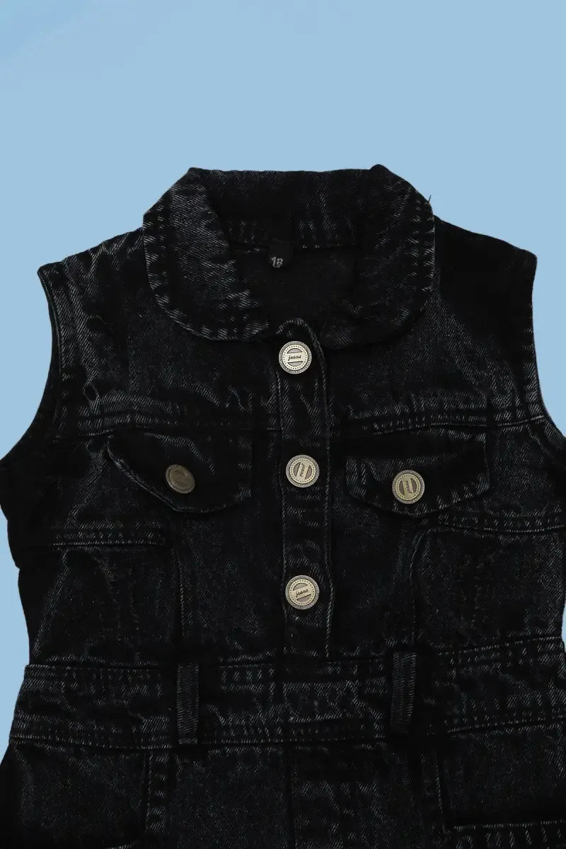 Denim Dress for Baby Girl - Black - View 3