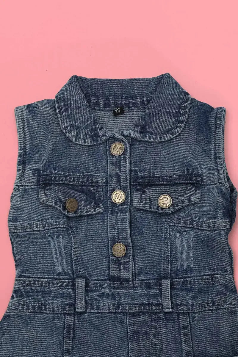 Denim Dress for Baby Girl - Blue - View 7