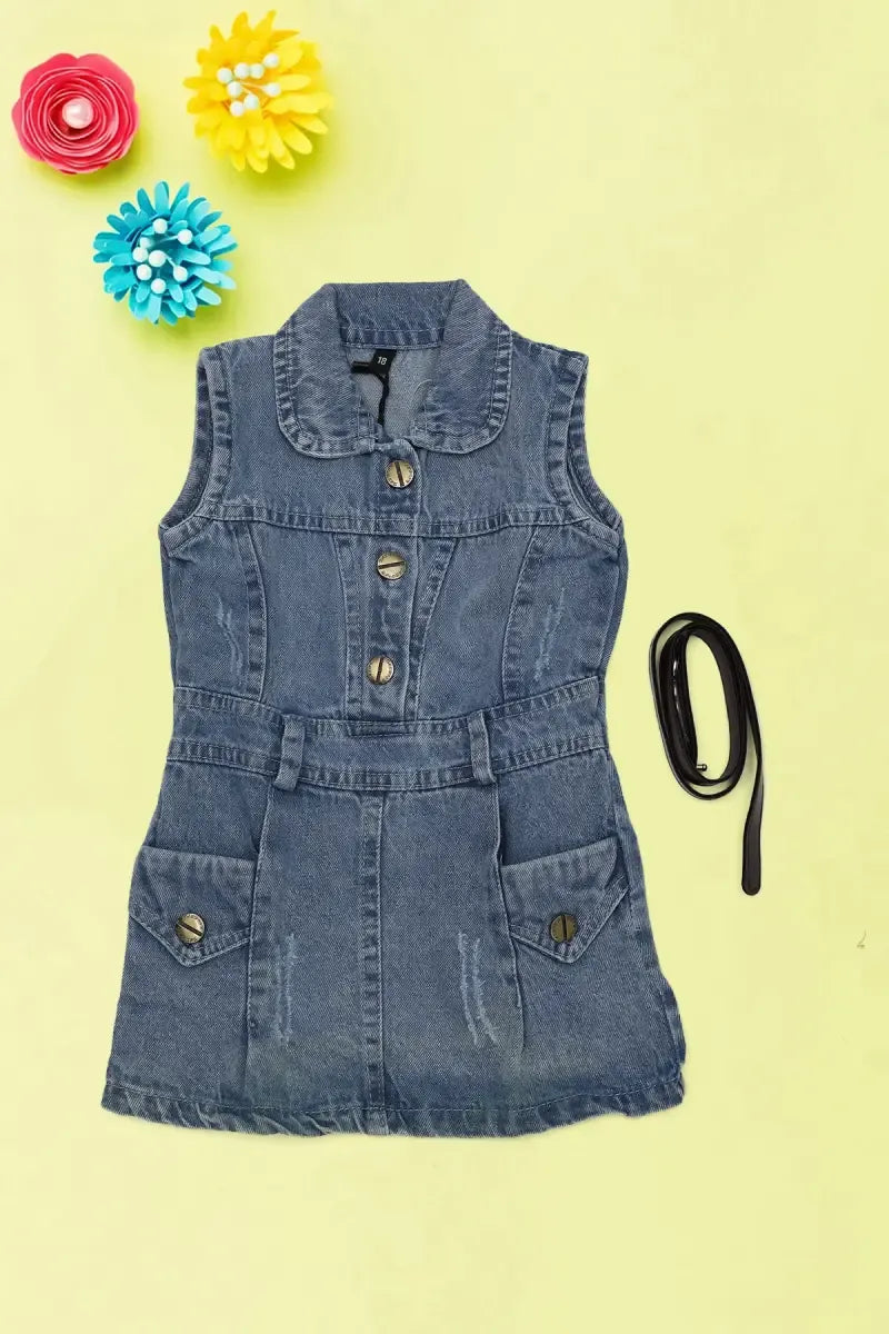 Baby Girl's Denim Dress - Blue - View 5
