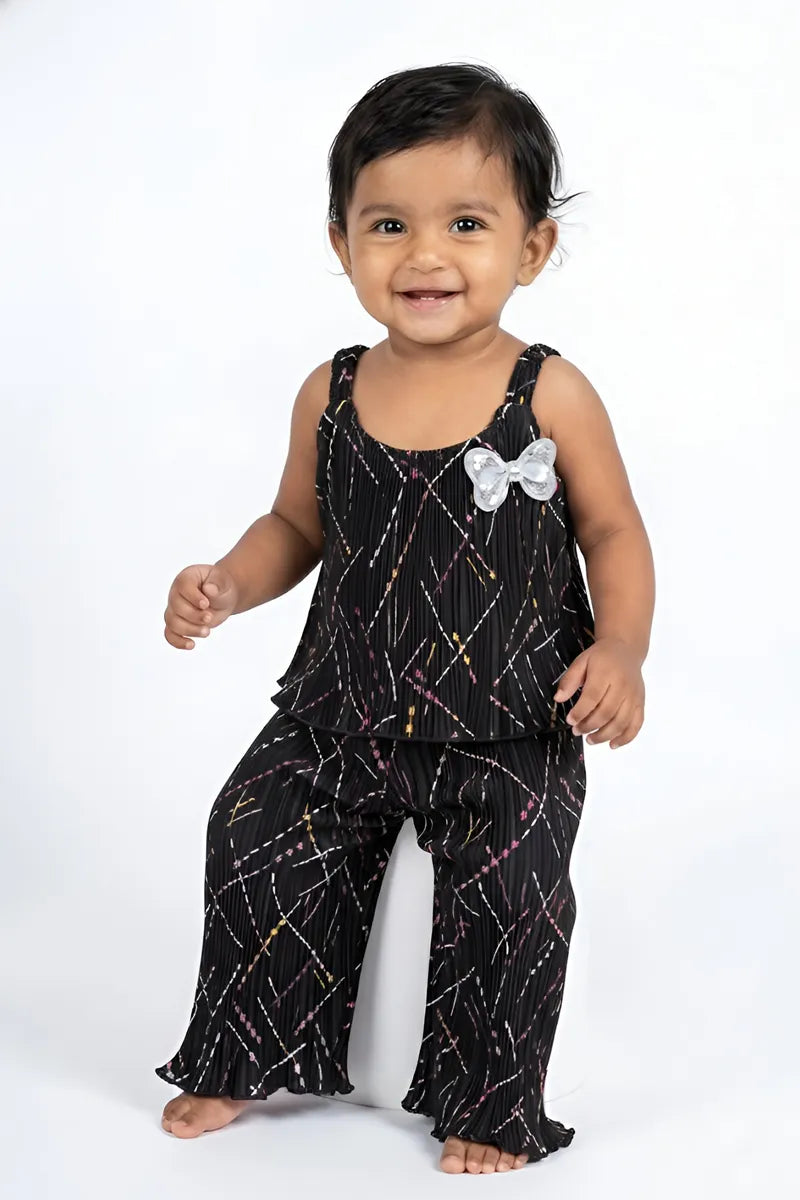 Baby Girl's Printed Jumpsuit - Black - View 1