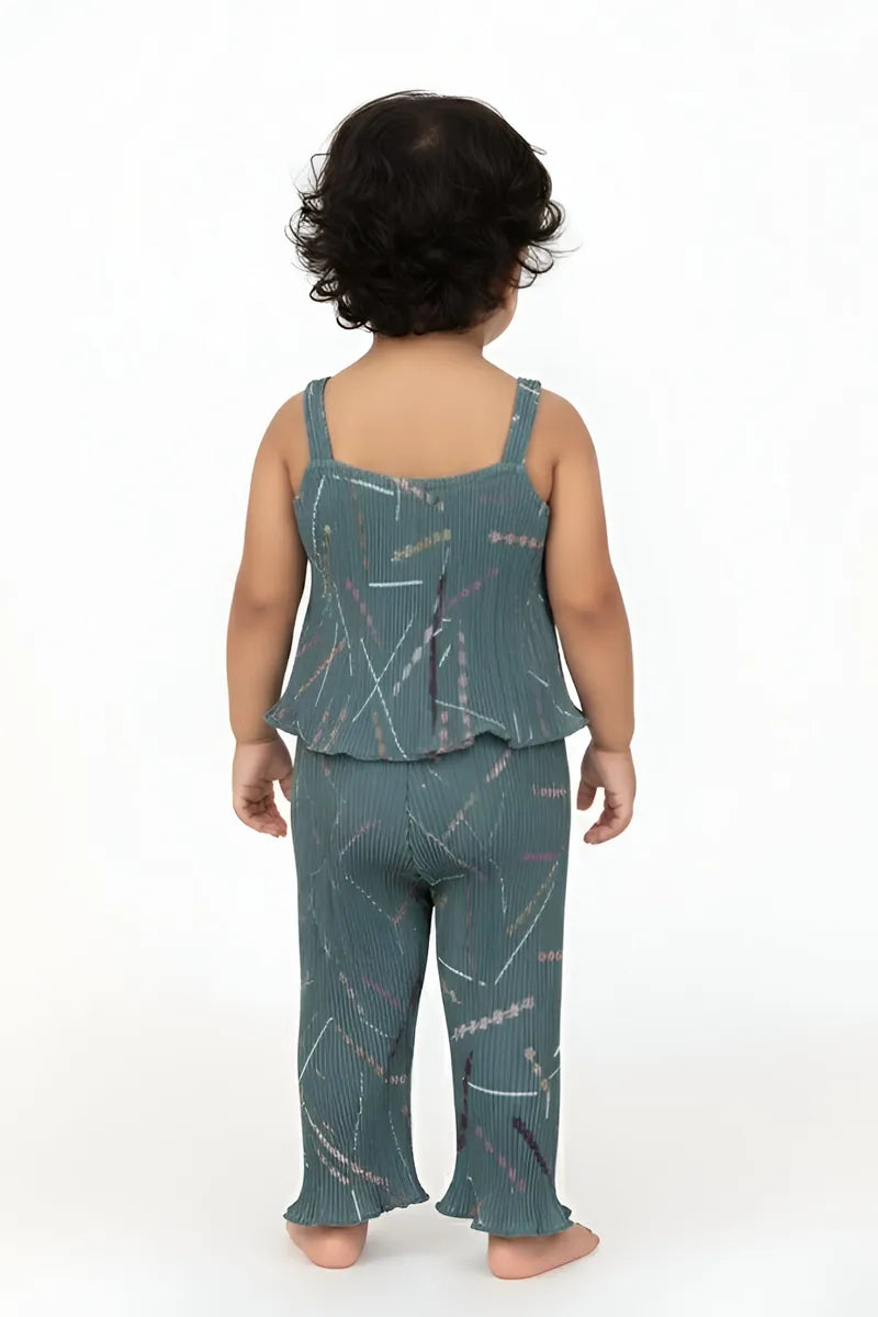 Baby Girl's Printed Jumpsuit - Blue & Grey - View 7