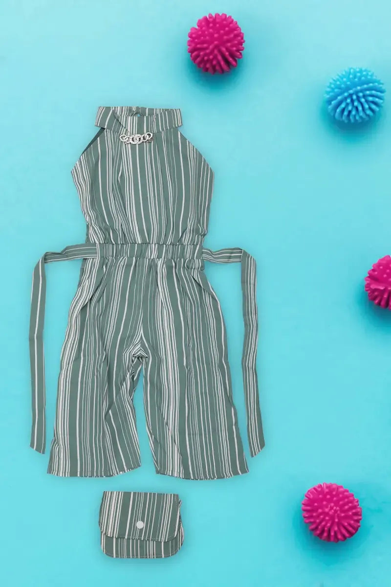 Jumpsuit with Sling Bag for Baby Girl - Grey - View 1